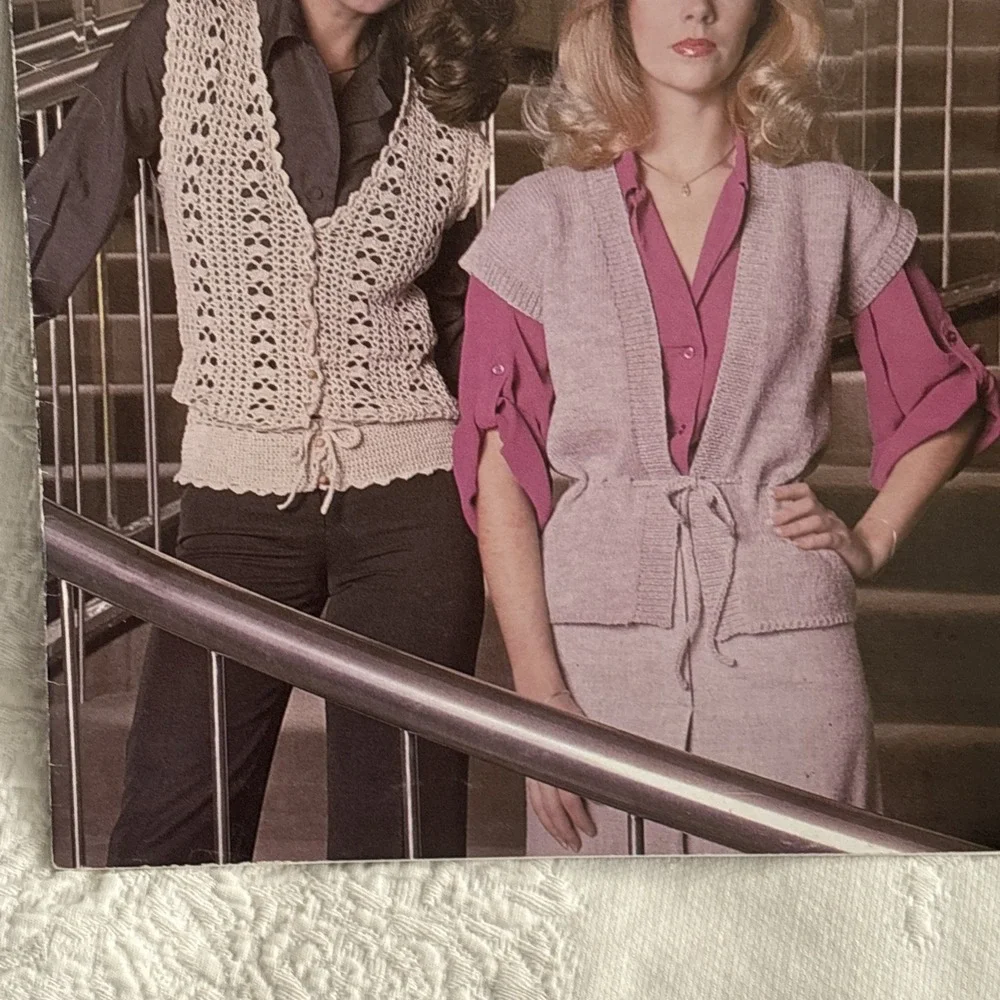 Leisure Art's, Leaflet 141, Vests For Women To Knit & Crochet, 1979